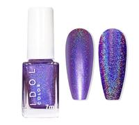 Holographic Nail Polish - Purple Glitter Nail Vanish Quick Dry - Oil-Based Blue Purple Shimmer Iridescent Nail Polish - Aurora Color Change, Long-Lasting & No UV Needed