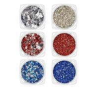 Holographic Nail Pollen | 6 Boxes Of Patriotic Sequins With Stars - Holographic Red Blue Silver Sequins | For Events, Holidays, Every Day, Valentine's Day, For Women