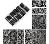 Holographic Nail Transfer Foil 10 Rolls Lace Design(NZ21-2（2.5 * 50CM）) | Light-catching holographic elements, for durable ABS material, chip resistant finish, 20cm length each, salon quality