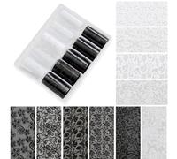 Holographic Nail Transfer Foil 10 Rolls Lace Design(NZ22（4 * 50CM）) | Light-catching holographic elements, for durable ABS material, chip resistant finish, 20cm length each, salon quality