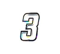 Holographic Number Racing Slim 3, White, 10 x 6.5 cm
