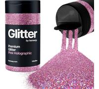 Holographic Pink Glitter Shaker, 130g Ultrafine Glitter, Crafts 1/128" Metallic Flake Pink Sequins, Resin & Epoxy Crafts, Decorating, Halloween, Christmas Nail, Face, Hemway