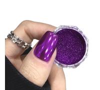 Holographic Purple Chrome Nail Powder Violet Metallic Mirror Effect Glazed Nail Glitter Powder Reflective Aurora Pigment Dust for Gel Polish Nails Art Decoration with Tool