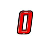 Holographic Racing Number 0 Slim, Red, 10 x 6.5 cm