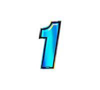 Holographic Racing Number 1 Slim, Blue, 10 x 6.5 cm