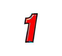 Holographic Racing Number 1, Slim, Red, 10 x 6.5 cm