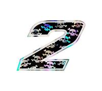 Holographic Racing Number 2 Medium, Skulls, 10 x 7.5 cm