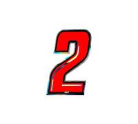 Holographic Racing Number 2, Slim, Red, 10 x 6.5 cm