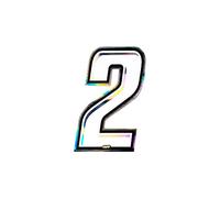 Holographic Racing Number 2, Slim, White, 10 x 6.5 cm