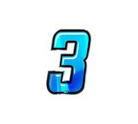 Holographic Racing Number 3 Slim, Blue, 10 x 6.5 cm