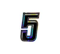 Holographic Racing Number 5 Slim, Black, 10 x 6.5 cm