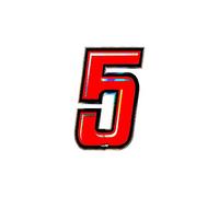 Holographic Racing Number 5 Slim, Red, 10 x 6.5 cm