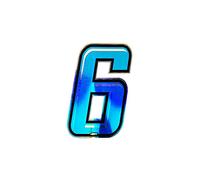 Holographic Racing Number 6, Slim, Blue, 10 x 6.5 cm