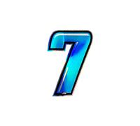 Holographic Racing Number 7 Slim, Blue, 10 x 6.5 cm