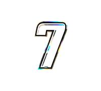 Holographic Racing Number 7 Slim, White, 10 X 6.5 cm