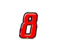 Holographic Racing Number 8 Slim, Red, 10 x 6.5 cm