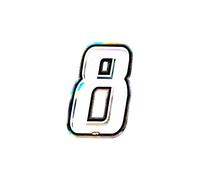 Holographic Racing Number 8, Slim, White, 10 x 6.5 cm