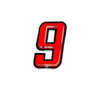 Holographic Racing Number 9 Slim, Red, 10 x 6.5 cm