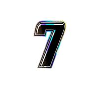 Holographic Racing Number Slim 7, Black, 10 x 6.5 cm