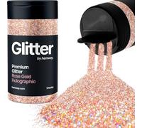Holographic Rose Gold Glitter Shaker, 130g Chunky Glitter, Crafts 1/40" Metallic Flake Rose Gold Sequins, Resin & Epoxy Crafts, Decorating, Halloween, Christmas Nail, Face, Hemway
