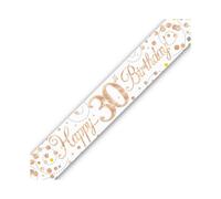 Holographic Rose Gold Happy 30th Birthday Banner