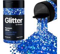 Holographic Sapphire Blue Glitter Shaker, 130g Super Chunky Glitter, Crafts 1/8" Metallic Flake Sapphire Blue Sequins, Resin & Epoxy Crafts, Decorating, Halloween, Christmas Nail, Face, Hemway