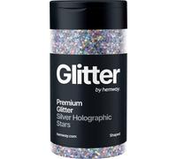 Holographic Silver Stars Glitter Shaker, 130g Glitter, Crafts Metallic Flake Silver Stars Sequins, Resin & Epoxy Crafts, Decorating, Halloween, Christmas Nail, Face, Hemway