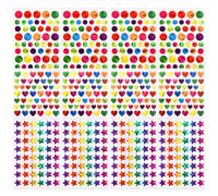 Holographic Star/Heart/Circle Stickers, 12 Pieces Heart/Circle/Star Stickers for Teachers, Children and Parents' Reward Stickers, Children's Handmade Scrapbook Decoration, Multicolor