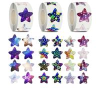 Holographic Star Reward Stickers - 1500Pcs (3 Rolls) for Classroom, Teachers, Students & Kids - Shiny Motivational Stickers