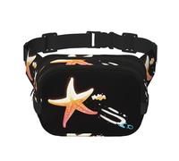 Holographic Starfish Pattern trendy fashionable waist bag, unisex travel sports messenger bag