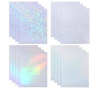 Holographic Sticker Paper, 16 Sheets A4 Holographic Paper Sticker, Transparent Waterproof Self Adhesive Film, Holographic Lamination Vinyl for DIY Crafts with 4 Styles