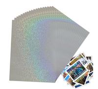 Holographic Sticker Paper, A4 Holographic Sticker Paper, Rainbow Overprint, 20 Transparent Self-Adhesive Sheets for Documents, Cards, Photos, Scrapbooking