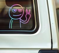Holographic V-Sign Reverse Peace Sign Middle Finger Car Bumper Sticker 15cm Vinyl Decal for Car, Laptop, Motorbike Rude Cartoon Hand Gesture Design - cutberry.design (Reverse Peace Sign)