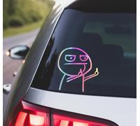 Holographic V-Sign Reverse Peace Sign Middle Finger Car Bumper Sticker 15cm Vinyl Decal for Car, Laptop, Motorbike Rude Cartoon Hand Gesture Design - cutberry.design (Middle Fingers)