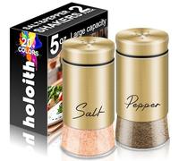 holoith Gold Salt and Pepper Shakers Set, 5 oz Modern Farmhouse Kitchen Decor and Accessories for Restaurant, Wedding, Housewarming Gifts Refillable Design (Gold), HOLOITH20231026
