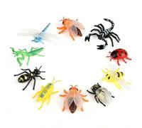 HolooVeranillo 12Pcs Realistic Insects Toys,Insects and Bugs,Bugs Toys Plastic,Realistic Soft Rubber Bug Insect Play Figures,Figures,Beetle,Ladybugs,Dragonflies Etc for Soft Plastic Wild Mini Beasts