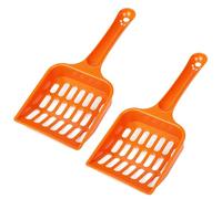 HolooVeranillo 2-Piece Litter Scoop Set, Litter Tray Scoop, Plastic Cat Litters Scoops, Cleaning Tool with Litters and Faeces Sieve, （Two-Tone Blend in Grey and Orange）