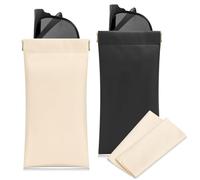 HolooVeranillo 2Pcs Soft Glasses Case,Soft Eyeglass Case, Squeeze Top Leather Glasses Bag,Travel-Friendly Scratch-Resistant & Crush-Proof, Suitable for Most Eyewear （Black and Nude）