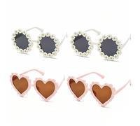 HolooVeranillo 4Pcs Kids Sunglasses for Girls: Cute Fruit Pink & White Frame UV400 Protection Eyewear - Summer Outdoor Beach Travel Party Glasses
