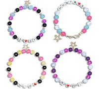 HolooVeranillo Korea Pop Girl Bracelets Merch,for Kpop Inspired Merch Bracelets Set,4 Pcs Stackable Stretch Bracelet,Concert Outfits Accessories,Friendship BFF Gifts,Fans Costume Accessories