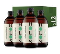 HOLOS Kombucha Drink Basil & Mint - Organic Tea - Chilled, Unpasteurised Raw - Vegan, All-Natural Ingredients - 12 x 330ml Bottles