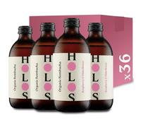 HOLOS Kombucha Drink Raspberry & Elderflower - Organic Kombucha Tea - Chilled, Unpasteurised Raw Kombucha - Vegan, All-Natural Ingredients - 36 x 330ml Kombucha Bottles