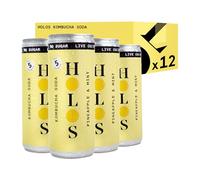 HOLOS Kombucha Soda - Pineapple & Mint Sparkling Kombucha - Vegan Sugar Free Drinks - Gluten Free Live Culture Drink - 12 x 250ml Kombucha Cans