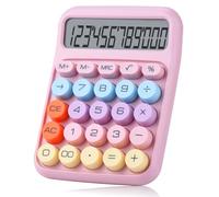 Holotioee Mechanical Pushbutton Calculator,12 Digit Large LCD Display,Big Buttons Easy To Press,Colorful Candy Financial Calculator ,Automatic Sleep,With Battery.For Office,School, Home. (Pink)