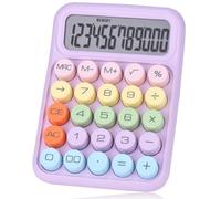 Holotioee Mechanical Pushbutton Calculator,12 Digit Large LCD Display,Big Buttons Easy to Press,Colorful Candy Calculator,Automatic Sleep,with Battery.for Office,School, Home. (Purple)