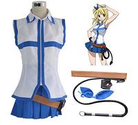 HOLRAN Women's Fairy Tail Lucy Dress Cosplay Costumes and Whip, Blue, Medium