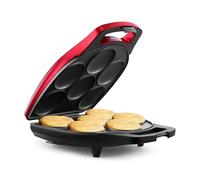 Holstein Housewares HH-09037017RM Non-Stick 6-Section Multi-Food Maker-Arepas, Mini Pancakes, Corncakes and More, Aluminum, Metallic Red/Black