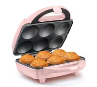 Holstein Housewares Non-Stick 6-Count Electric Cupcake Maker Machine, Pink - Bakes 6 Cupcakes, Muffins, Pizza Cups, Cinnamon Buns - Perfect for Gifts, Birthdays, Holidays, or Bake Sales