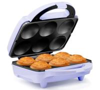 Holstein Housewares Non-Stick Cupcake Maker, Lavender/Stainless Steel - Makes 6 Cupcakes, Muffins, Cinnamon Buns, and more for Birthdays, Holidays, Bake Sales or Special Occasions