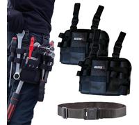 Holster Z 2.0 Tool Pouch, Multi-Tool Electrician Tools Pouch with Leg Tool Belt, Tactical Work Bag for Electrician, Repairman, HVAC Techs, Black with Belt Clip (Black *2 + Belt)